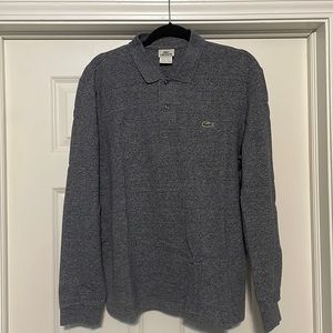 Heather Grey Long Sleeve Lacoste Polo